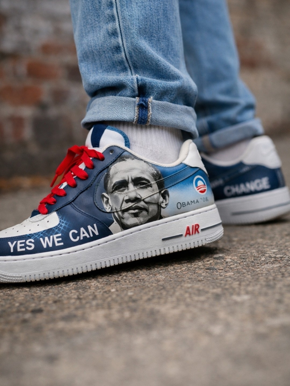 Custom Navy, White & Red Men's Graphic Sneakers - Lifestyle Streetwear